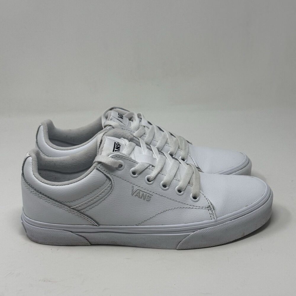 Vans Seldan Skate Sneakers Shoes Womens 8.5 Tumble White Leather Low Top